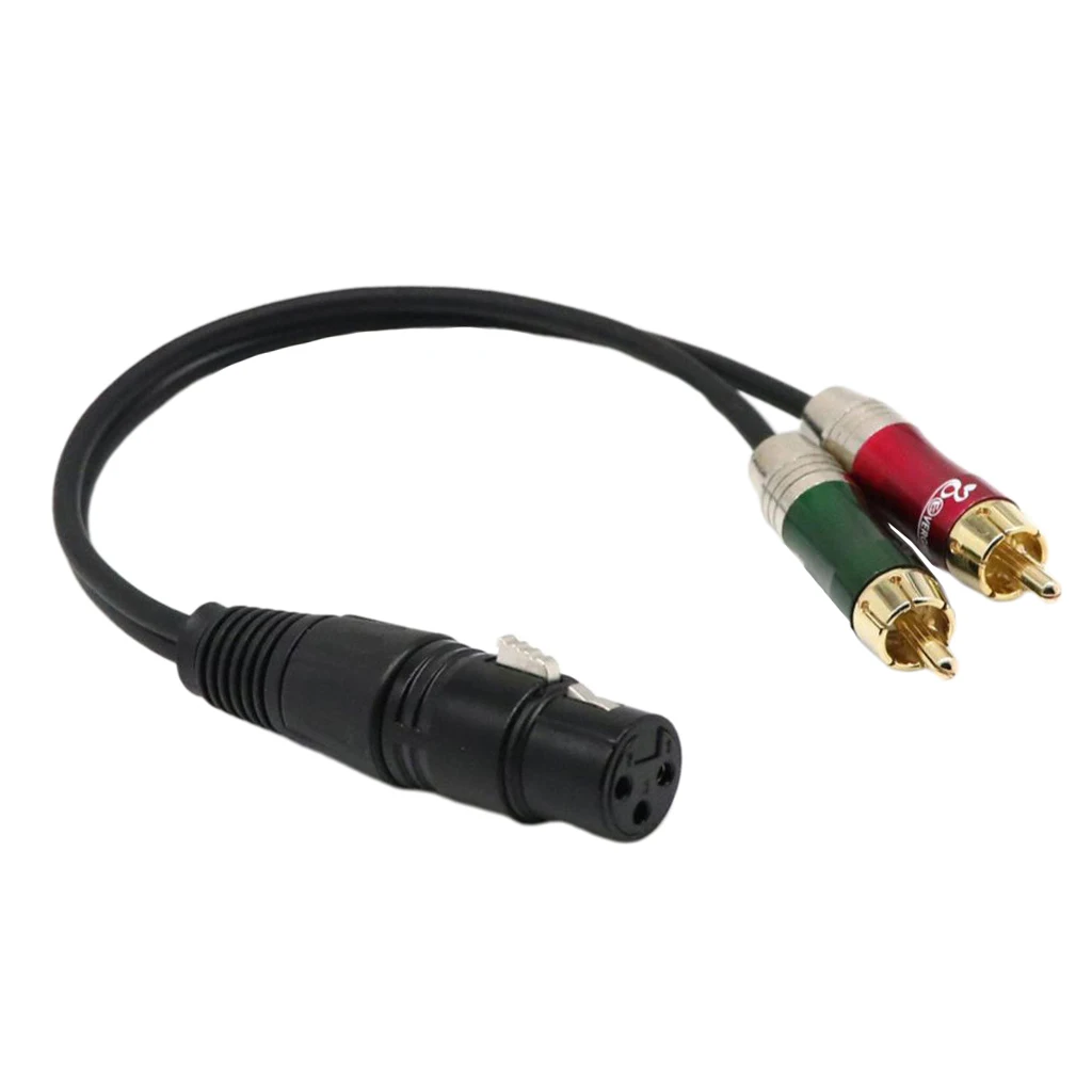 3-Pin XLR Female to 2 RCA Socket Audio Cord Converter Splitter Wire 30cm 12'
