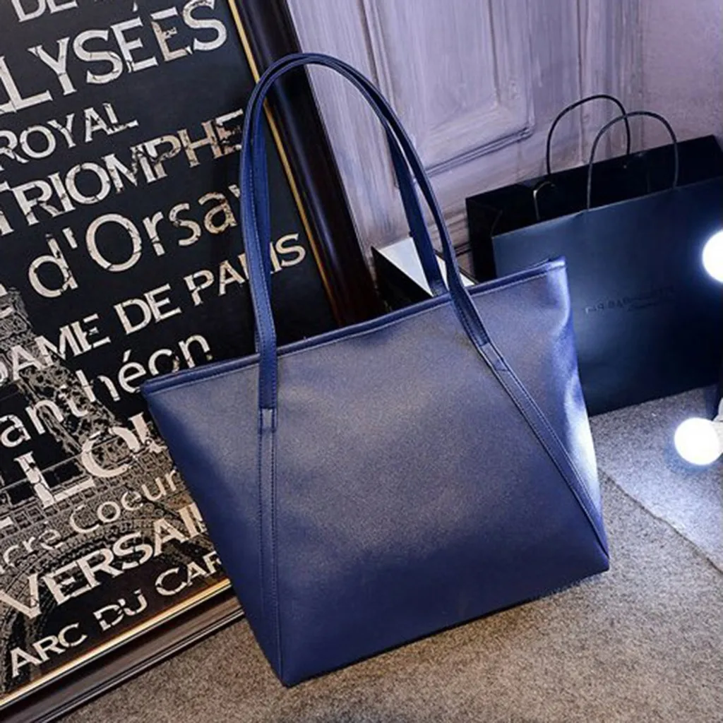 

Women Totes Solid Color Blue Pink Red Black Soft Leather Simple High Large Capacity Lady Messenger Handbag Satchel Shoulder Bags