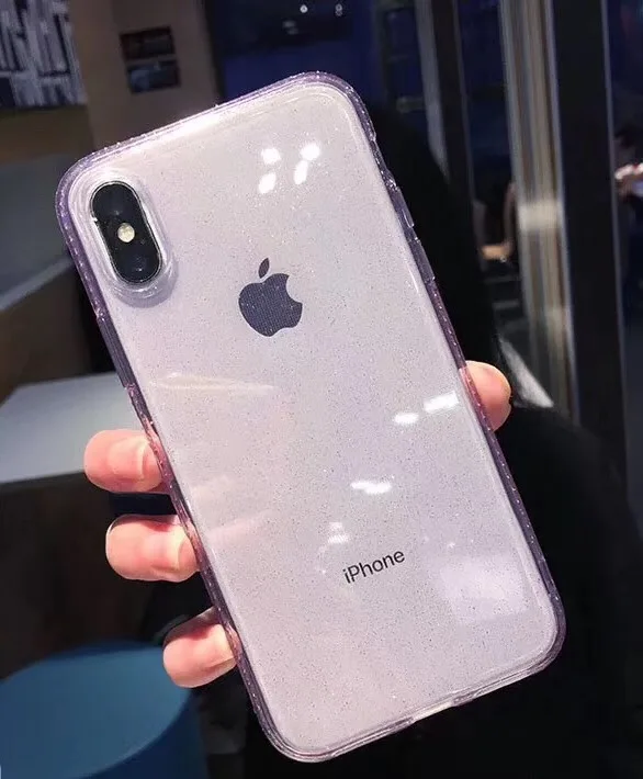 Purple Блестящие стразы, блестящий чехол для телефона iPhone 11 Pro XS Max X XR Блестящий Бриллиант, прозрачный мягкий ТПУ чехол для iPhone 7 8X6 6S Plus - Цвет: Purple