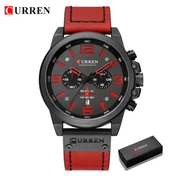 Men's Luxury Leather Quartz Watch - Elegant Fashion Date Sport Wristwatch (Grey)