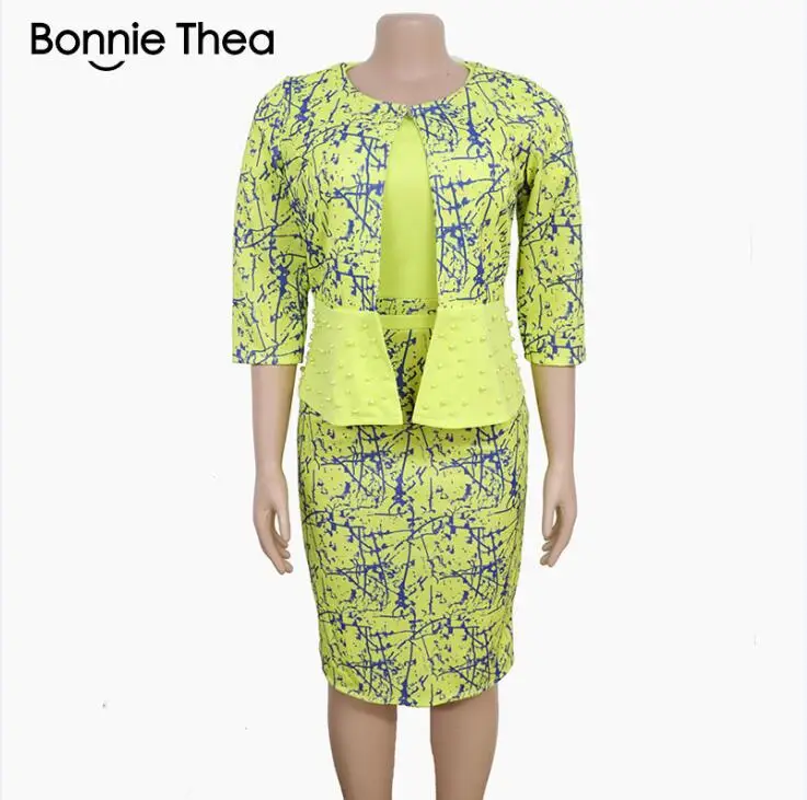 Цвет: желтый Bonnie thea/женское осеннее платье из двух частей; женские вечерние платья с элегантным принтом; платье с логотипом - Цвет: Цвет: желтый