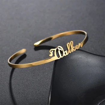 

Personalized Adjustable Name Bracelet Baby Girl Stainless Steel Custom Nameplate Bangle Kids Adult Party Gift