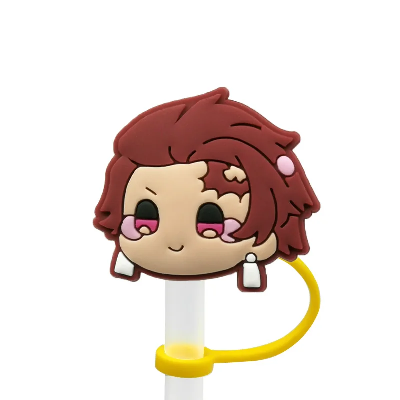 1PCS PVC straw cover hot cartoon figure straw cap fashion anime Plugs Tips  Cover Reusable Splash Proof Drinking straw toppers