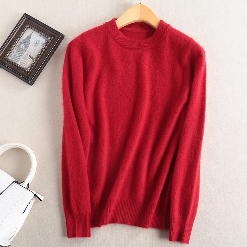Women Sweater 100% Pure Mink Cashmere Knitting Soft Pullovers Winter 10Colors O-neck Ladies Jumpers Woman Sweaters Clothes