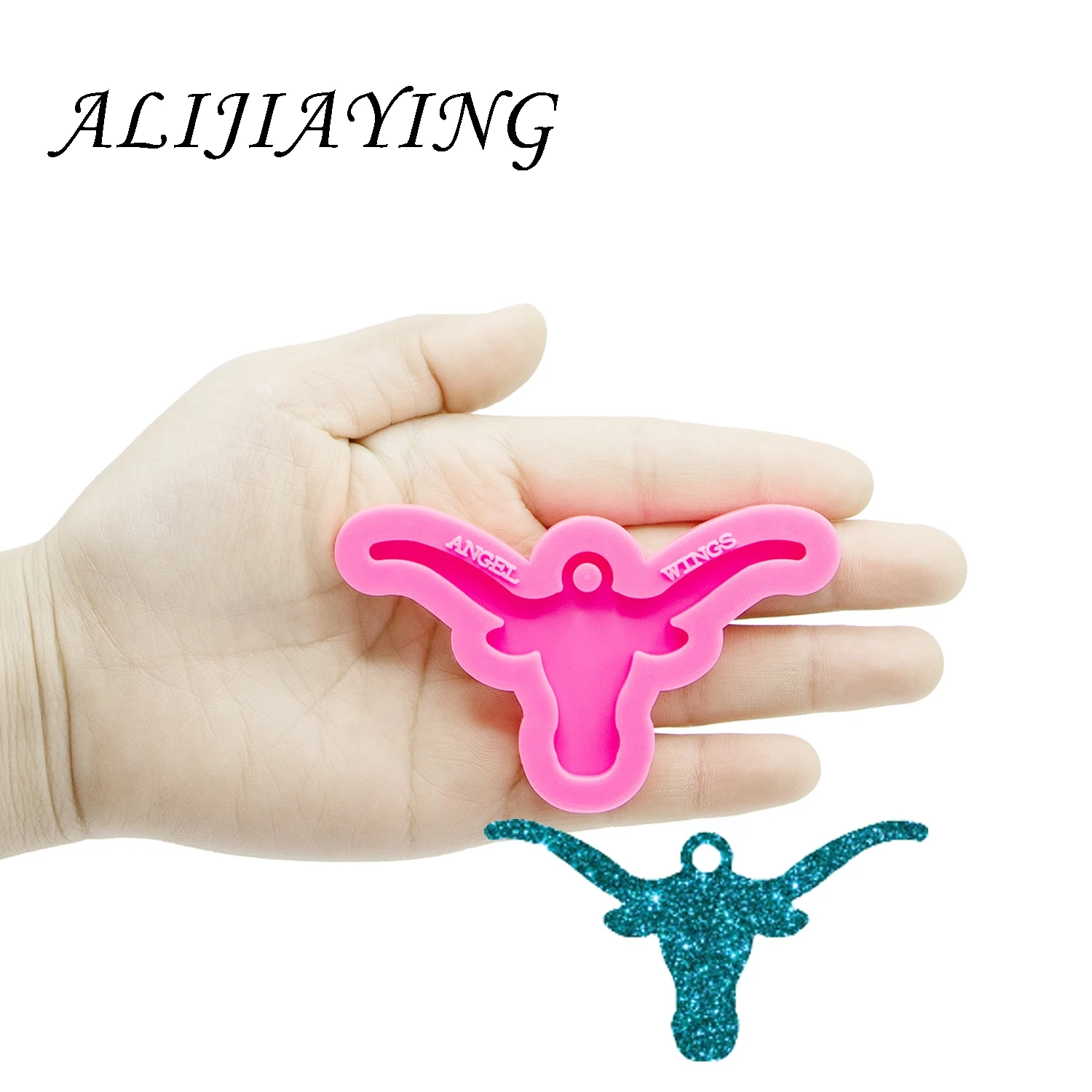 Глянцевая форма для длинного рога Головы Быка силиконовая брелка из смолы