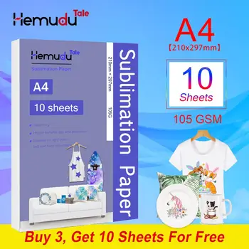 

A4 105G 10sheets Sublimation Heat Transfer Paper for Polyester T-Shirt Cushion Fabrics Phone Case Printing Design