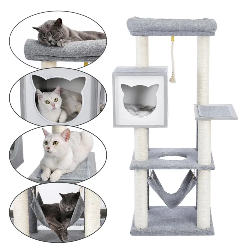 Tour Moderne Type Arbre A Chat En Bois Meuble Moderne Pour Les Activites Des Chats Avec Tapis Amovibles Et Lavables Pour Chatons De Grande Taille Livraison Nationale Aliexpress