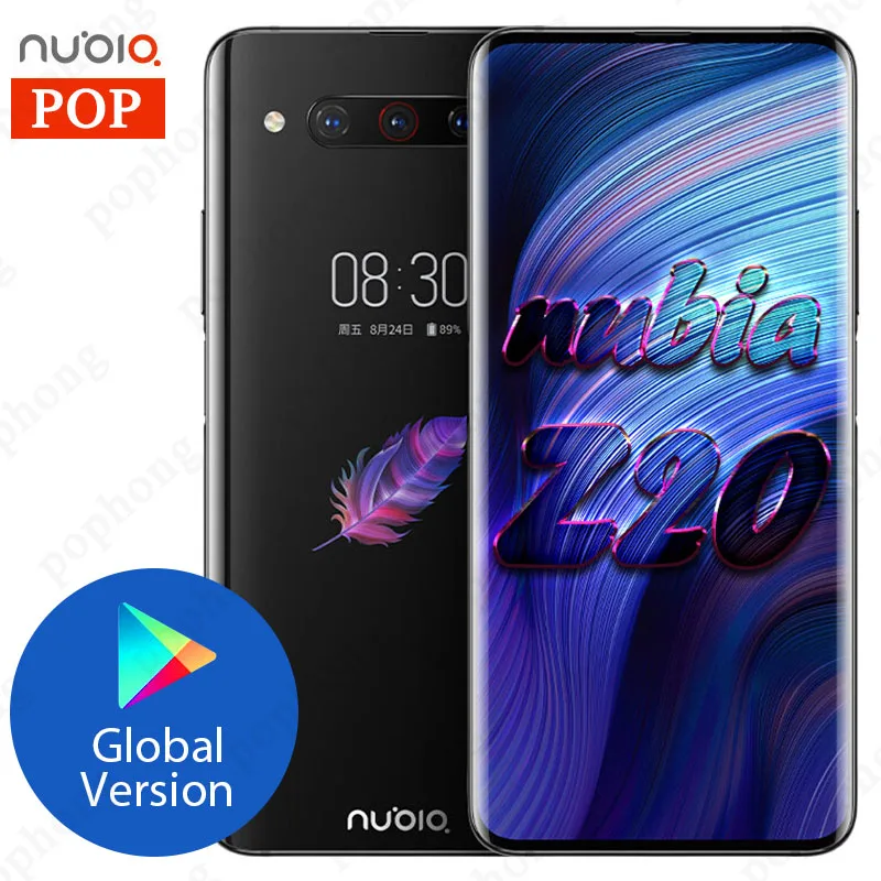 6,42 дюймов, мобильный телефон zte Nubia Z20, двойной экран, глобальная версия, 8 ГБ, 128 ГБ, Восьмиядерный процессор Snapdragon 855 plus, Android 9,0