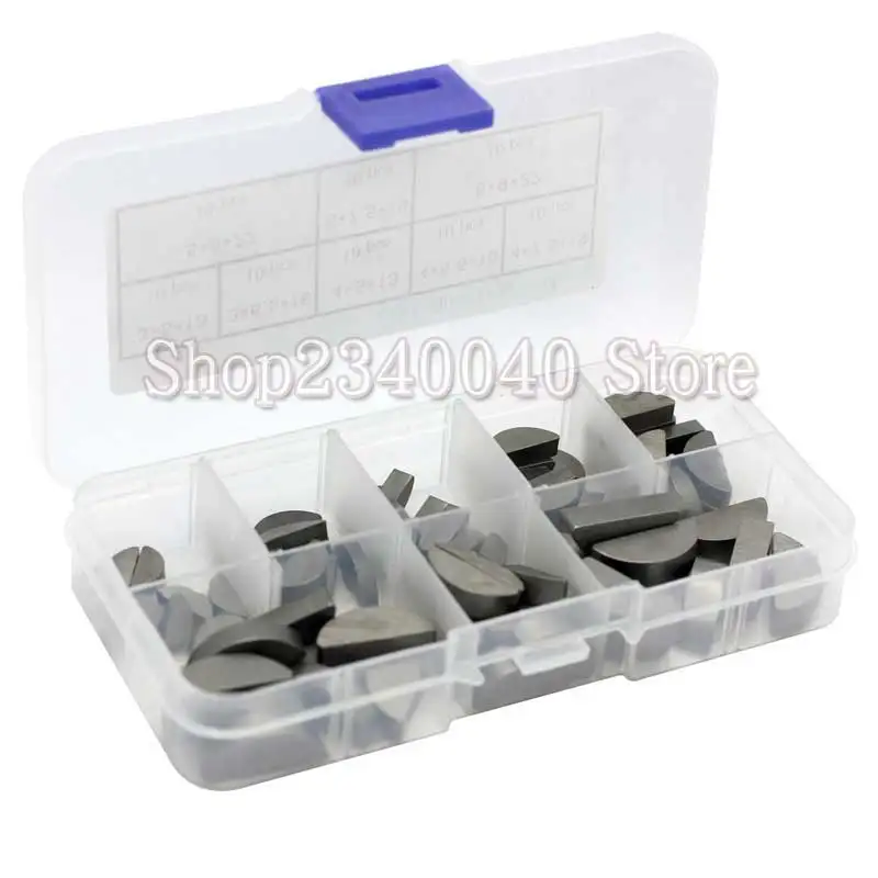 80pcs Metal Woodruff Keys Assortment Kit 8 Different Sizes Fasteners Mechanical Industry Woodruff Key Flywheel Pulley Crank Way