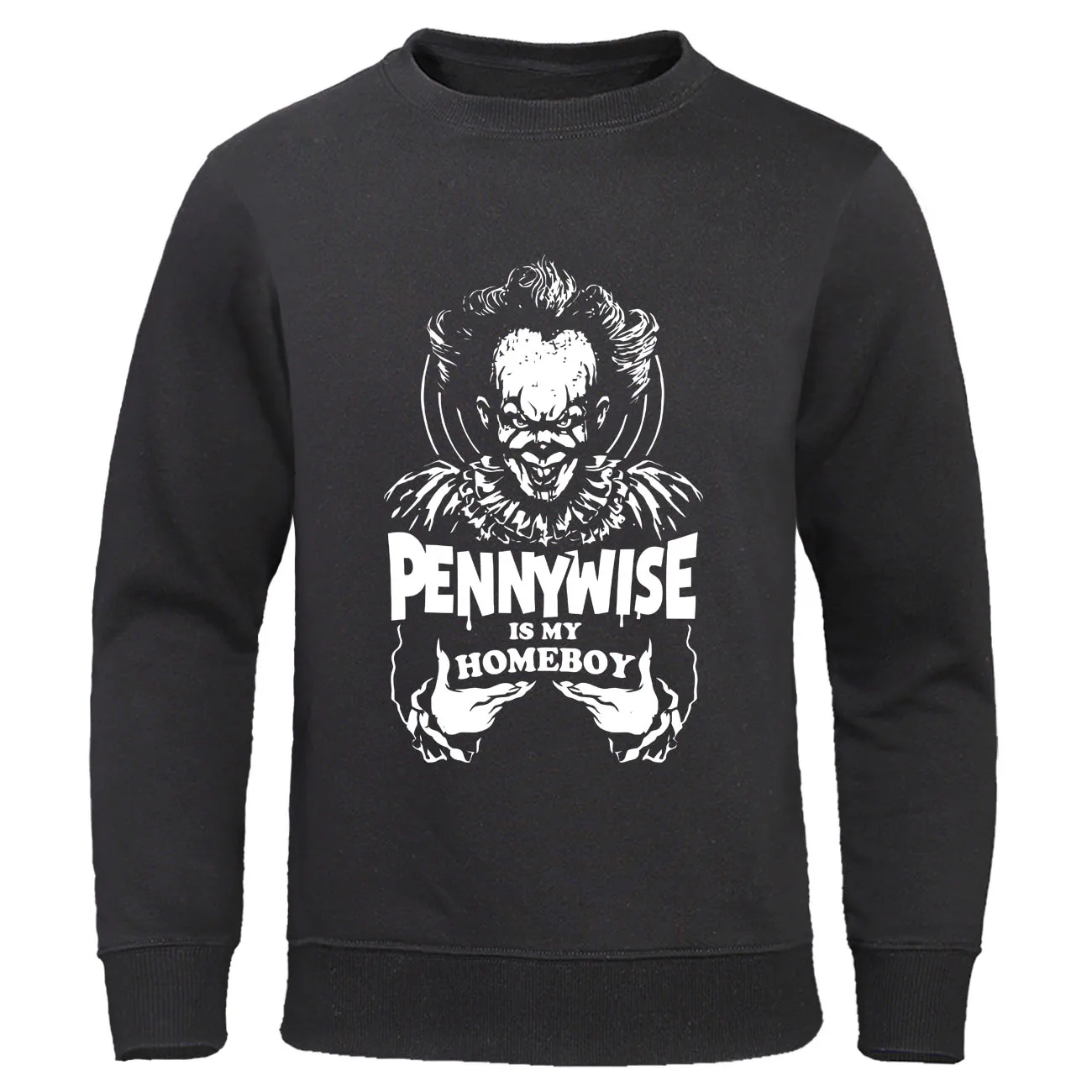 

2019 Winter Autumn Men Warm Sweatshirt Clown is my homeboy Hoodies Pennywise Pullover It Halloween Horror Men Hoody Streetwear