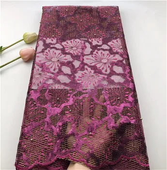 

Latest evening dress tulle mesh cloth hot sale French net lace fabric with sequins HSN18 (5yards/lot)