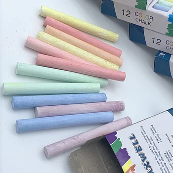 

12pcs Dustless Chalks Kids Drawing Pen For Blackboard Non-toxic School Office Chalk Learning Tool, Colorful/White