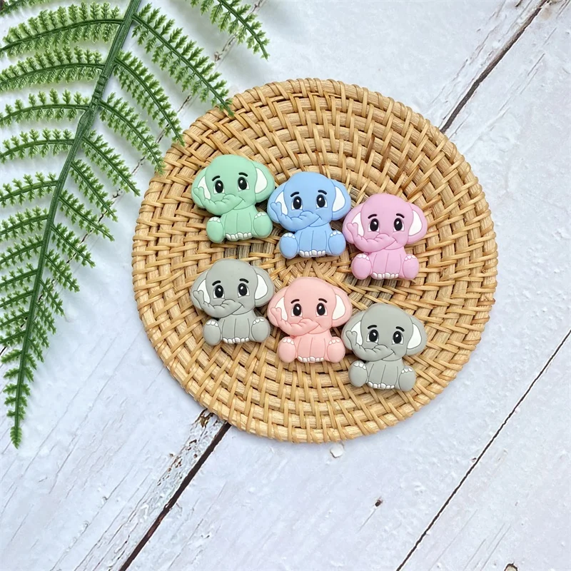 10PCS BPA 무료 코끼리  실리콘 구슬 음식 학년  간호 Teether 장난감 액세서리에 대 한 귀여운 Teething 구슬