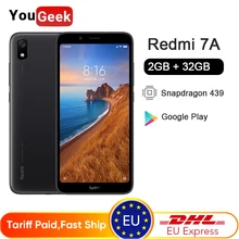 Мобильный телефон Xiaomi Redmi 7A 7 A с глобальной версией, 2 Гб, 32 ГБ, 5,45 дюймов, Восьмиядерный процессор Snapdargon 439, 4000 мАч, 13 МП, камера заднего вида, смартфон