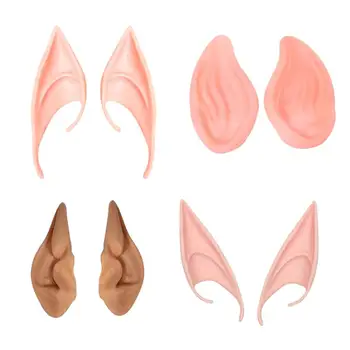 

4 Pairs Funny PVC Durable Artificial Cosplay Props Elf Ears Halloween Ears Party Supplies for Decoration Prank Role Play