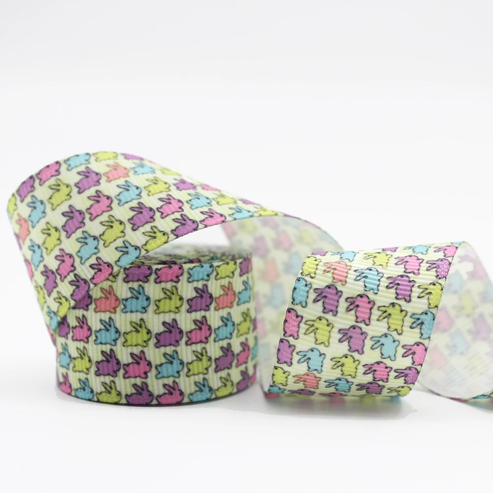 

Cartoon Rabbit Printed Grosgrain Ribbon 1-1/2'' Design Customized ​Logo for Hair Bows DIY Handmade Materials 10/25/50 Yards