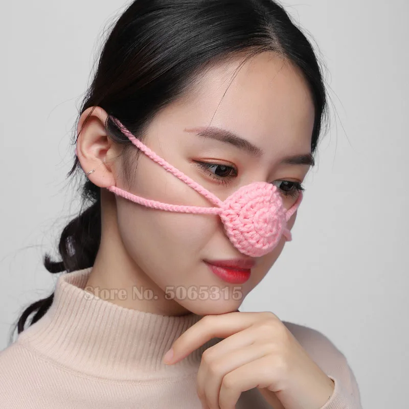 Чистая ручная шерстяная маска для носа теплая, ветрозащитная, морозостойкая и морозостойкая артефакт Мужская и wo Мужская дышащая личность - Цвет: Розовый