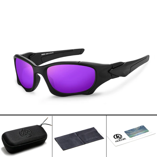 KDEAM Брендовые спортивные поляризованные солнцезащитные очки для мужчин, кривая режущая оправа, антистрессовые линзы, солнцезащитные очки, УФ очки для путешествия M13 - Цвет линз: C2 Purple Mirror