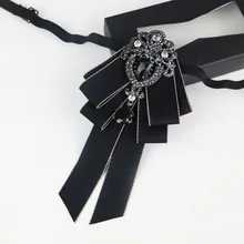 Новая мода Британский мужской черный галстук-бабочка со стразами лента галстук-бабочка Жених Свадебный подарок на день рождения для мужчин аксессуары