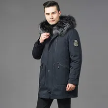 Натуральное меховое пальто, натуральная подкладка из кроличьего меха Рекс, воротник из лисьего меха, парка, куртка для мужчин, повседневные теплые парки размера плюс, куртки NZ832 YY613