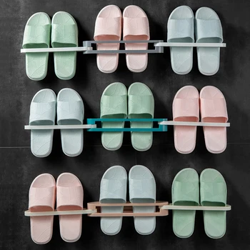 

Multi foldable bathroom slippers shelf holder waterproof bathroom bath wall drain rack fold shoes shelf bathroom organizer