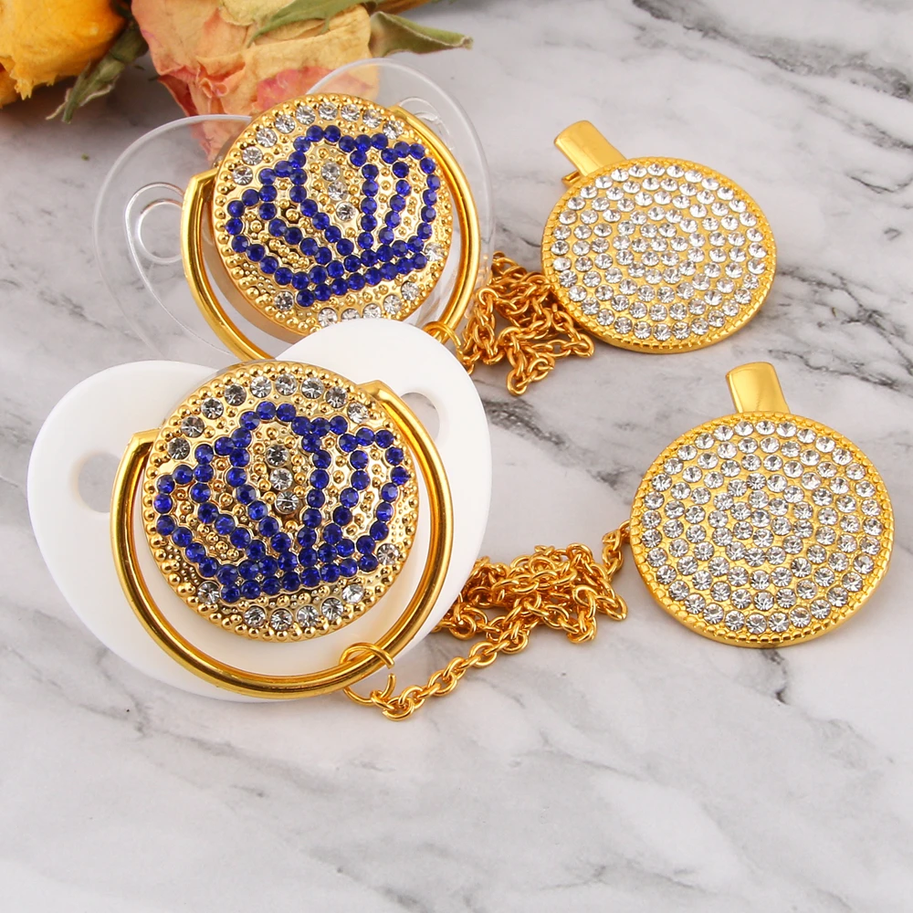 Роскошные Детские Bling соску со стразами белый жемчуг кристалл Ортодонтическая