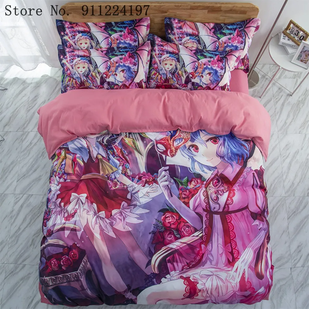 Japanese anime 3pcs duvet cover sets cute girls Quilt 3D king queen size single Double bedclothes cartoon Bedding | Дом и сад