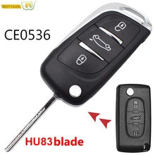 3 taste Geändert Flip Schlüssel Shell Fall Für Peugeot 306 407 807 5008 Partner HU83 Für Citroen C2 C4 C5 berlingo Xsara Picasso
