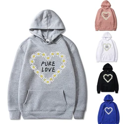 Sudadera con capucha de moda para hombre, Jersey informal de manga larga, Tops que combinan con todo para estudiantes, sudaderas con estampado de guirnalda de amor