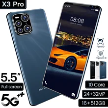 

5.5 inch X3 Pro Smartphone Android10.1 16GB+512GB 5600mAh Unlocked 5G Mobile Phones Global Version 24+32MP Camera Cell Phone New