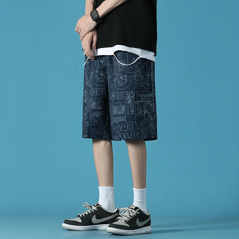 

Мужские уличные короткие пляжные шорты, мужские летние шорты с принтом граффити, мужские шорты, лето размера плюс