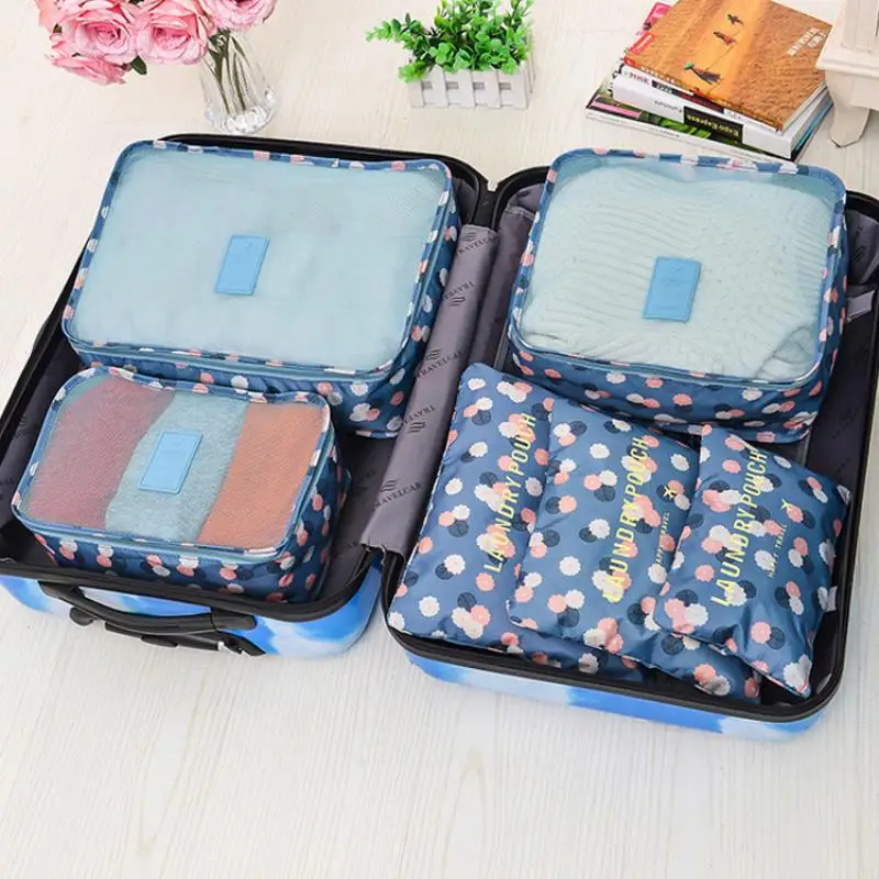 

2pc Polyester Travel Accessories Makeup Bags With Zip Organizer Clothes 6 Piece Set Storage Bag Organizer For Packages Fashion