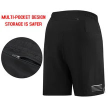 FANNAI, спортивные мужские шорты для спортзала, черные, светоотражающие, на молнии сзади, с карманами, для бега, быстросохнущие, ropa deportiva hombre