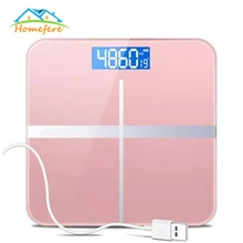 USB Charging Model Bathroom Floor Body Scale Glass Smart Household Electronic Digital Weight Balance LCD Display 180KG/50G