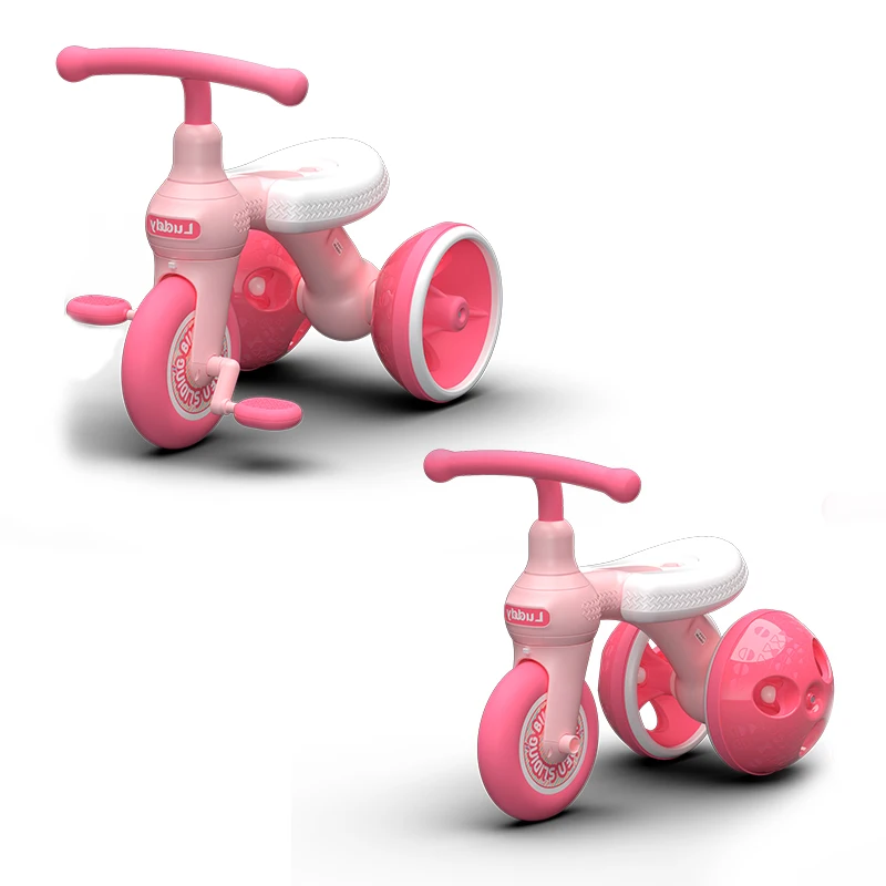 Детские блестящие детские трехколесные велосипеды, Детские скутеры, детские ходунки, высокое качество, дизайн колеса, для 1-6Y - Цвет: Розовый