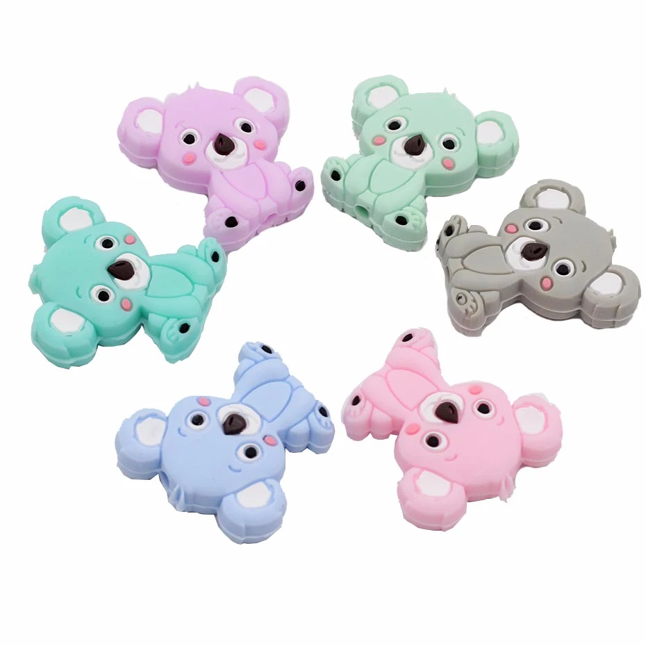New 100Pcs baby supplies dental pendant toy teether food grade soft and secure mini koala | Мать и ребенок