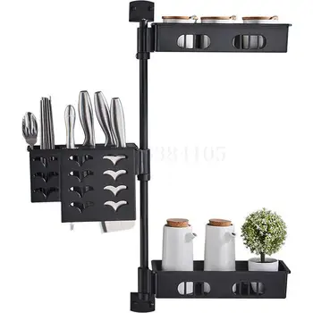 

Punch-free kitchen corner frame rotatable kitchen racks seasoning storage box knife rack shelf wall hanging