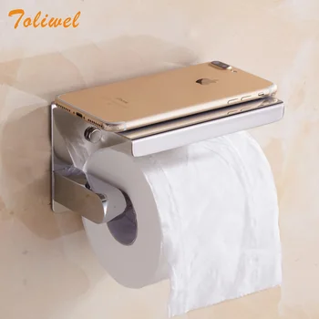 

304 Stainless Steel Polished Toilet Paper Holder Tissue Holder Mobile Phone Bathroom Paper Roll Rack Wall Mount Bathroom Product
