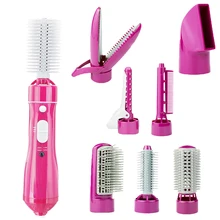7 в 1 Фен-щетка, щипцы для завивки волос, выпрямитель для волос, ионы, керамический вращающийся фен, гребень, фен для волос, инструмент для укладки волос