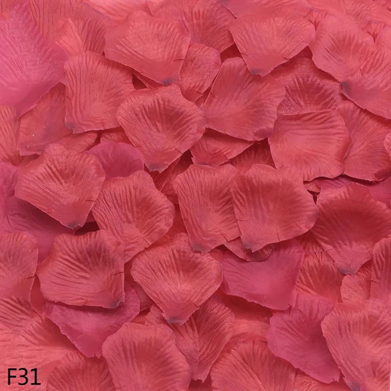 500/1000 шт разноцветных шелковых в складочку с лепестками роз и романтическая искусственная лепесток Свадебная вечеринка украшения для девочек, с цветочным узором - Цвет: F31