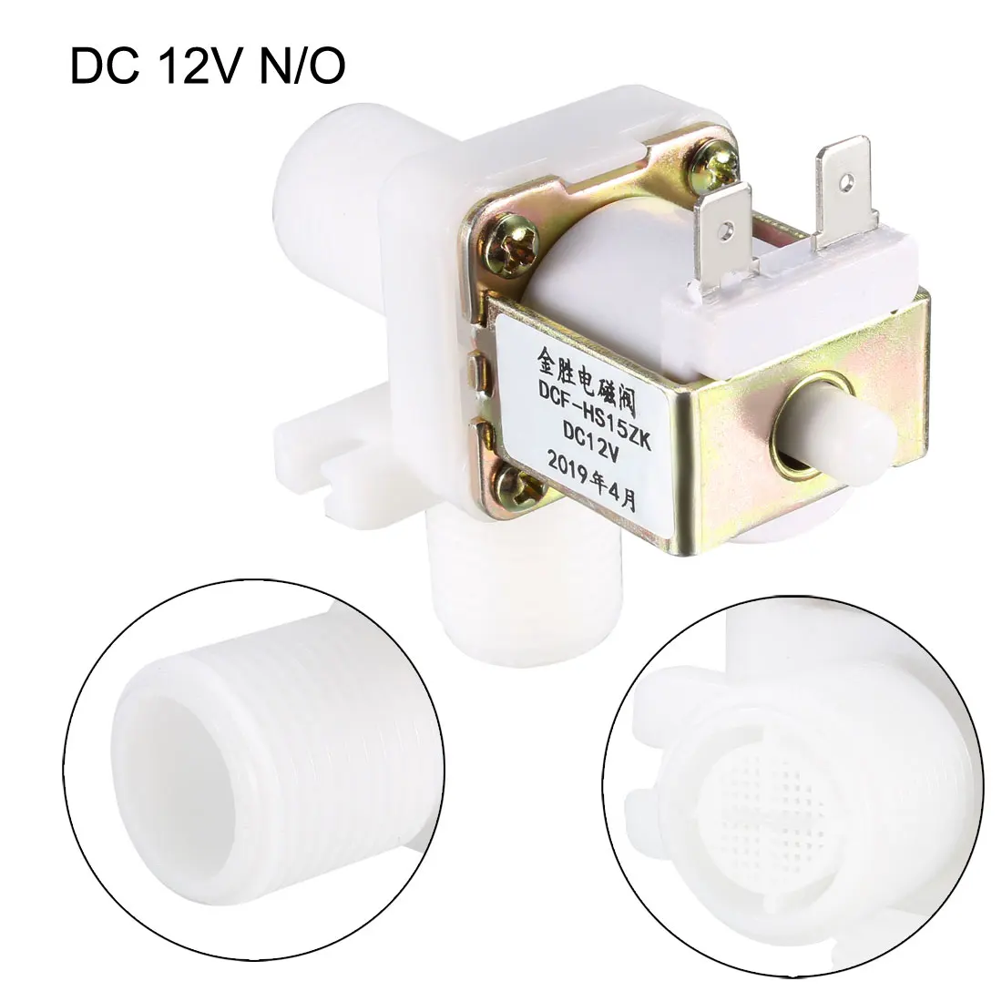 Uxcell G1/" Соленоидный клапан для воды DC 12 В N/O нормально открытый 23 мм Наружная резьба впускные клапаны с фильтром