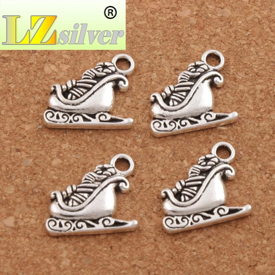 Santa Sleigh Full of Gift Charm Beads Pendants 18.6x17mm 100pcs zinc alloy Fit Bracelets Necklace Earrings L786