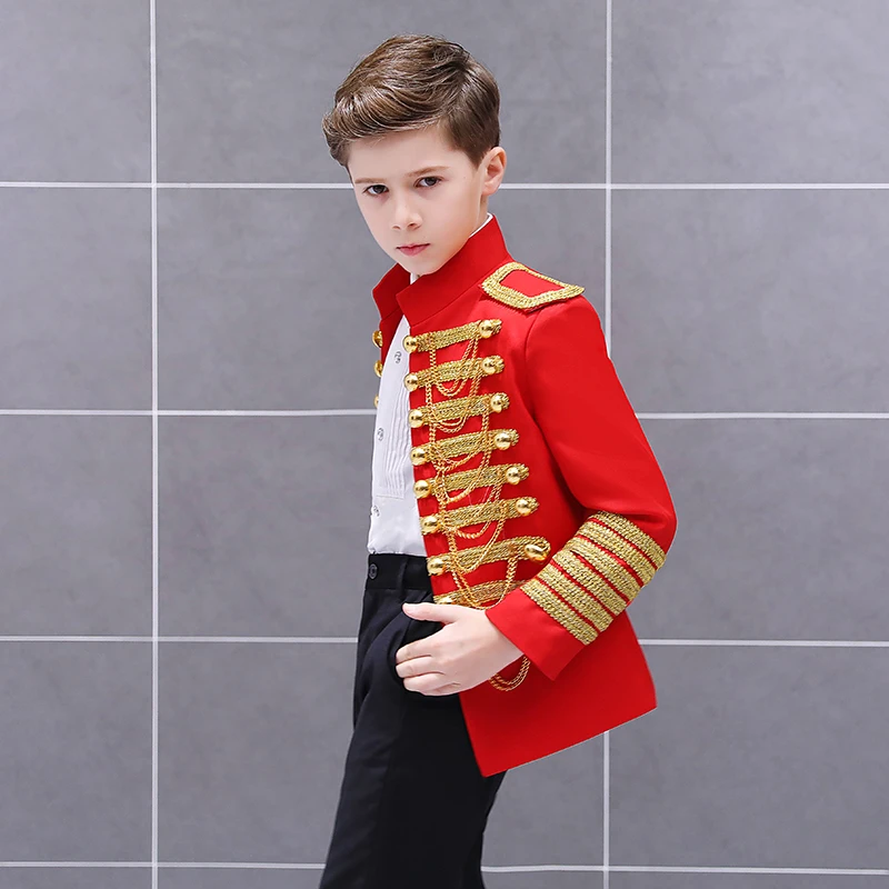 Высококачественный Европейский дворцовый ретро костюм для мальчиков, Блейзер, рождественское платье с кисточками в стиле милитари, Костюм Принца для сцены, костюм, пиджак
