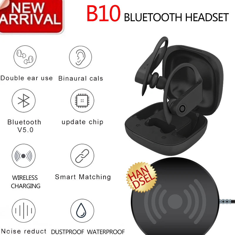 TWS Беспроводные наушники с поддержкой Bluetooth 5,0, беспроводное зарядное устройство, наушники с микрофоном, Спортивная гарнитура, шумоподавление