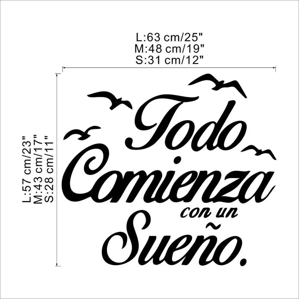 Modern Spanish Sentence Wall Art Decal Wall Art Sticker Murals vinyl Stickers DIY Home Decoration Accessories vinilo pared