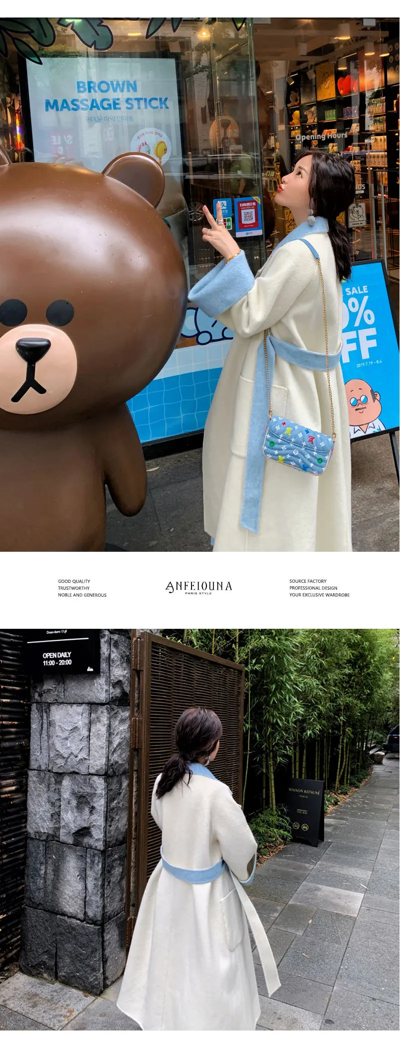 Двухцветное Двустороннее пальто из натуральной шерсти, большие размеры, свободная Длинная шерстяная верхняя одежда, регулируемый пояс, женские кашемировые пальто