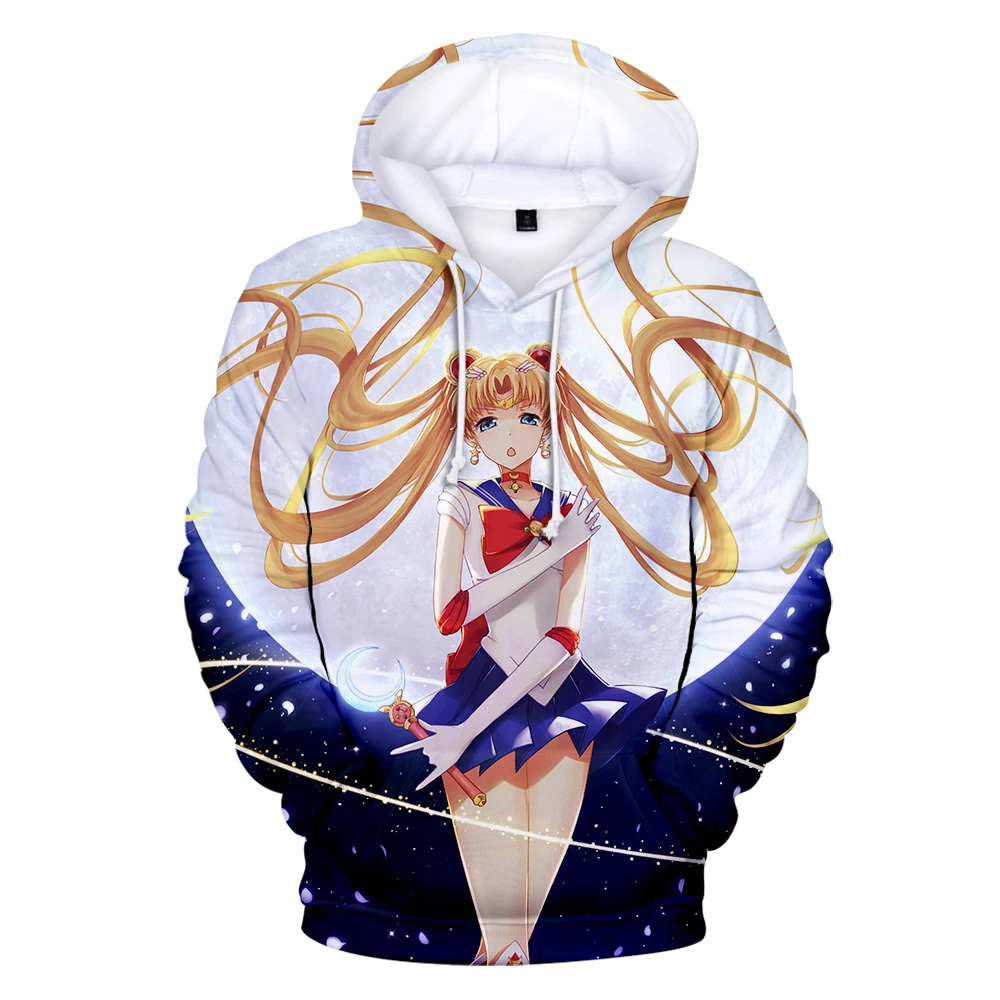harajuku estilo camisolas meninos meninas imprimir sailor moon anime 3d hoodie pulôver