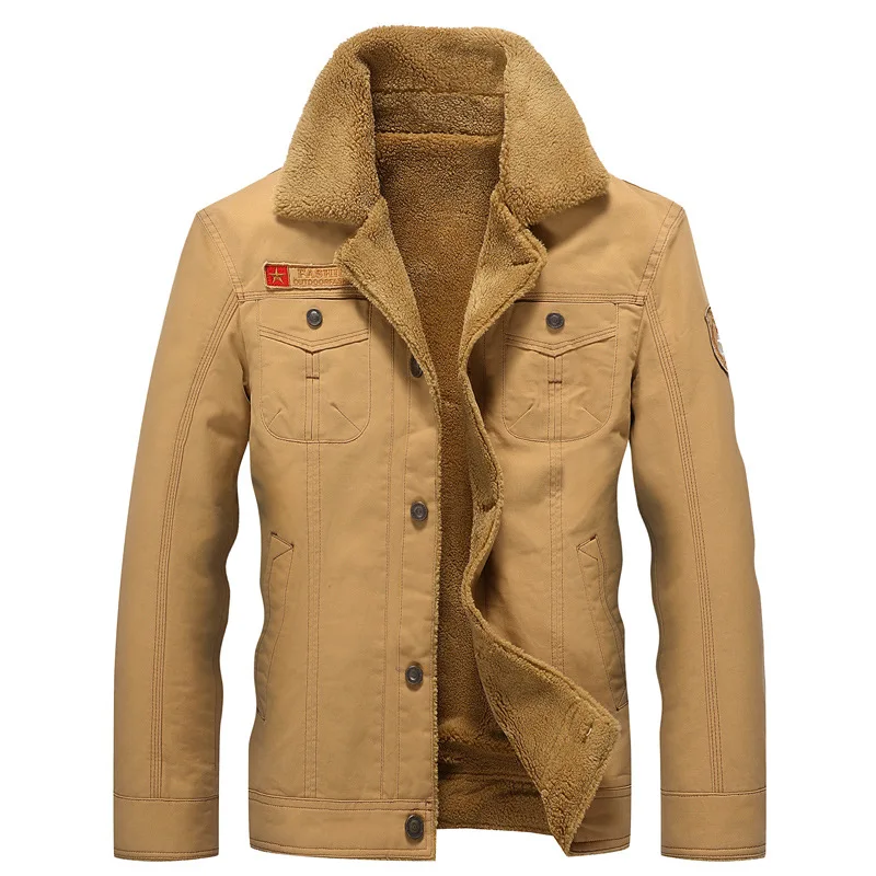 Брендовая хлопковая зимняя куртка-бомбер для мужчин, летные куртки ВВС, теплые мужские меховые куртки с воротником, мужские тактические флисовые куртки больших размеров