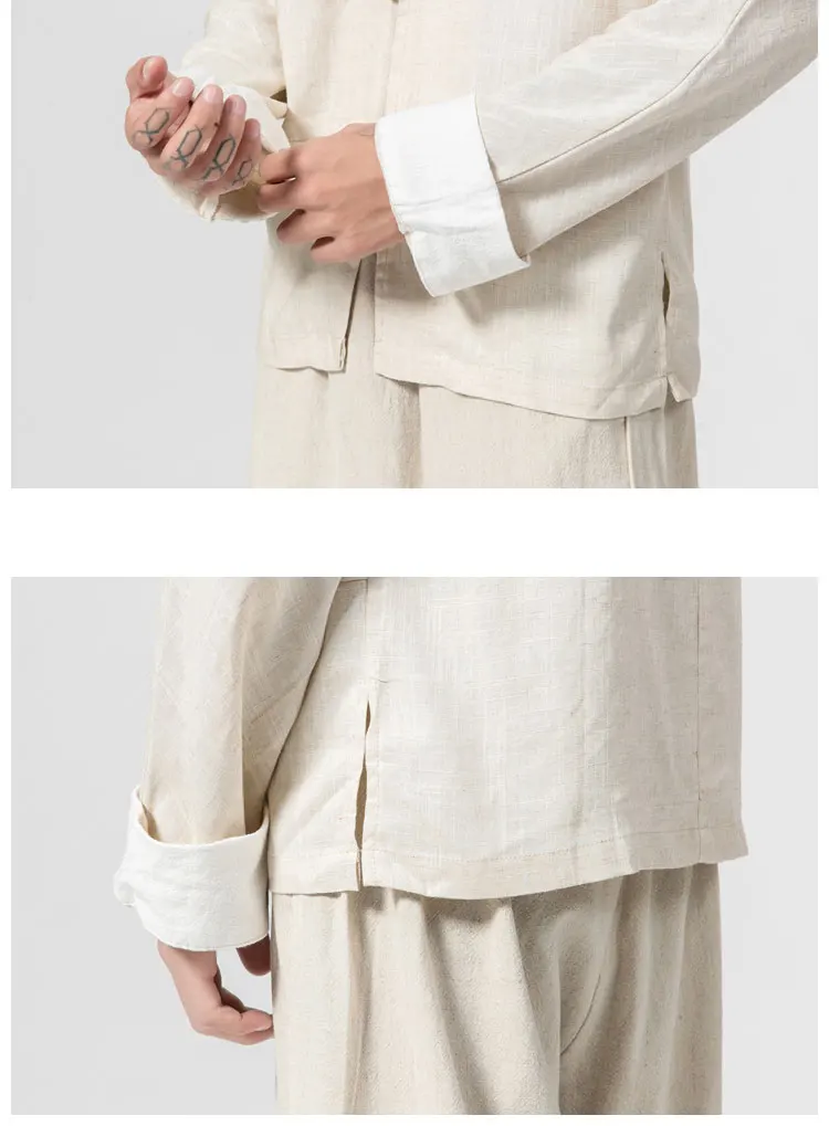 Sinicism Store Autumn Men Button Cotton Linen Oversize Shirts Mens Chinese Vintage Tops Clothing Male Autumn Casual Shirt