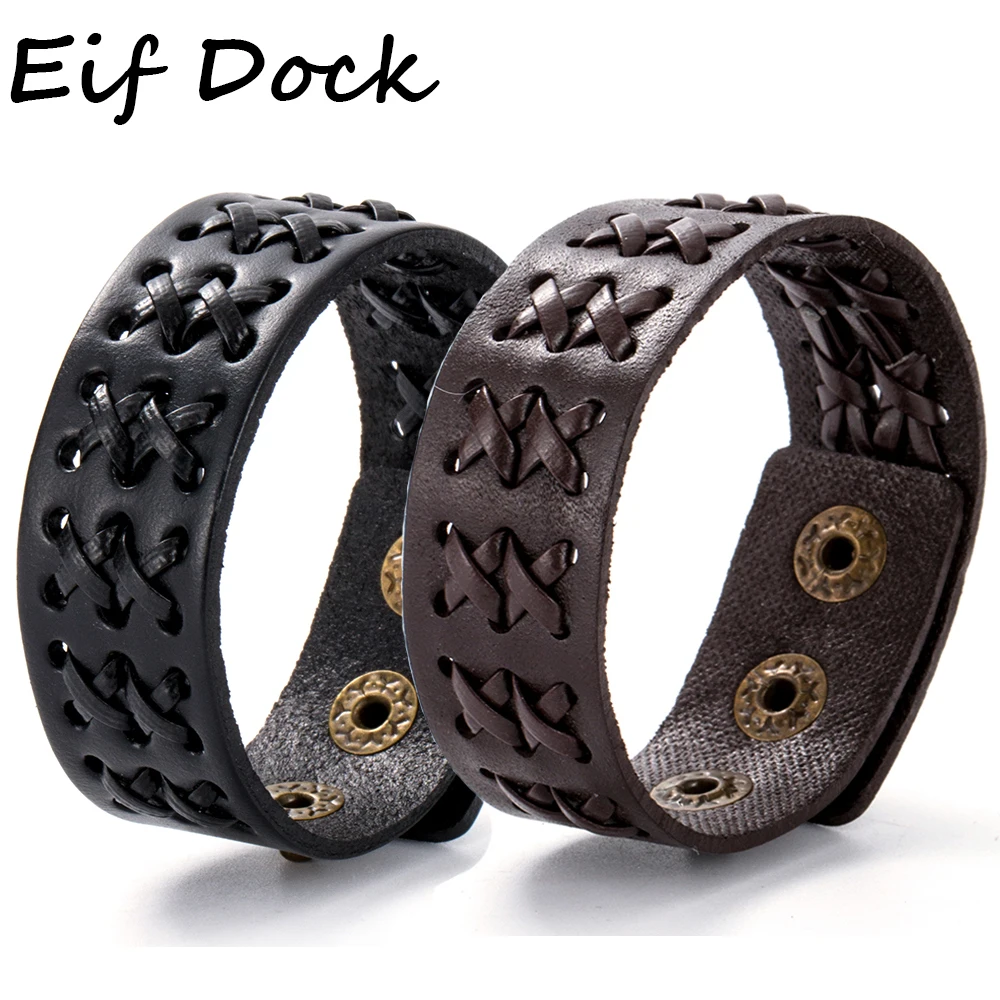 Bracelets Eif Dock Various Styles Braided Simple Leather For Men Wrap Bangle Party Gifts bracelet jewelry